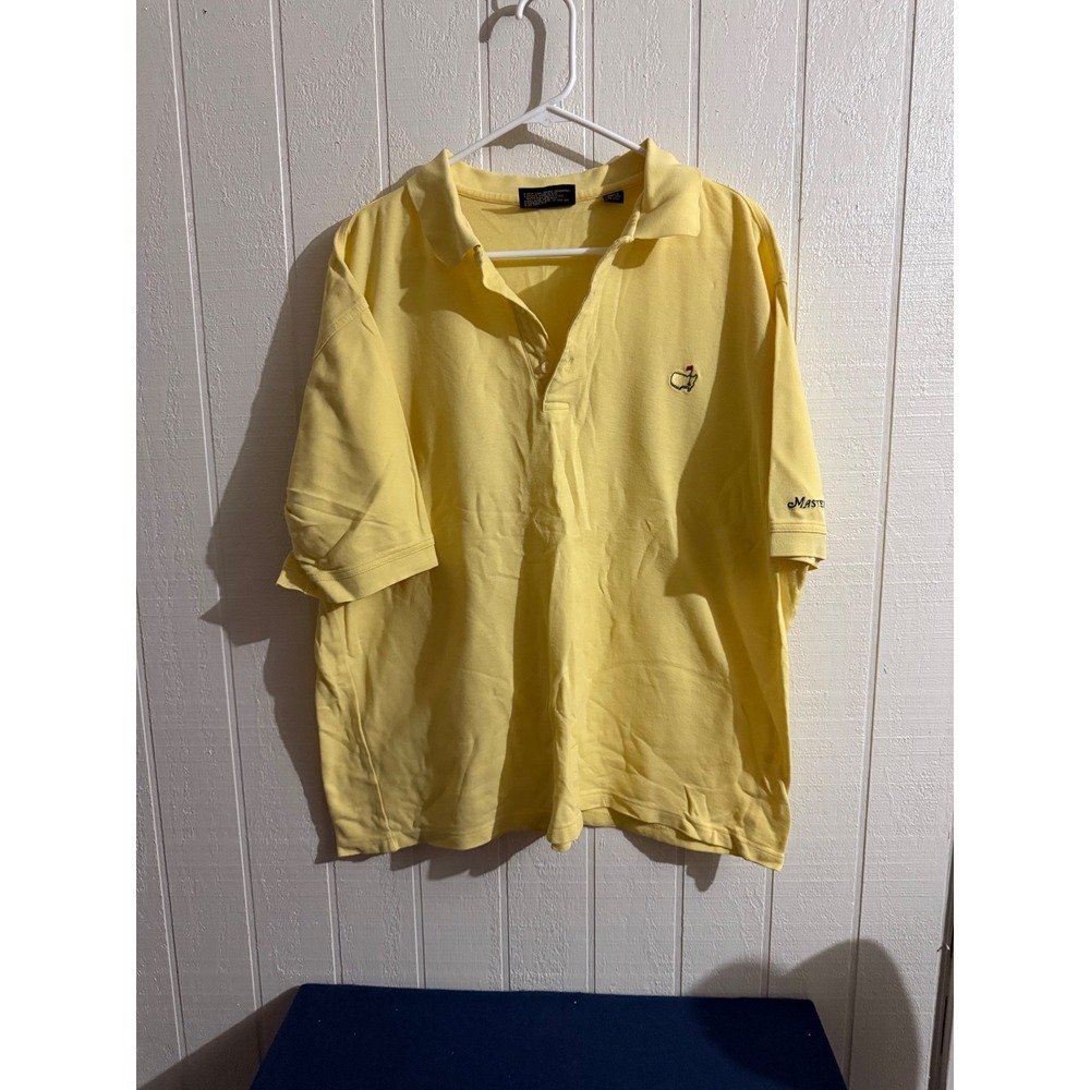 Masters Collection Yellow Polo Shirt XL 100% Mercerized Cotton Golf Logo Mens